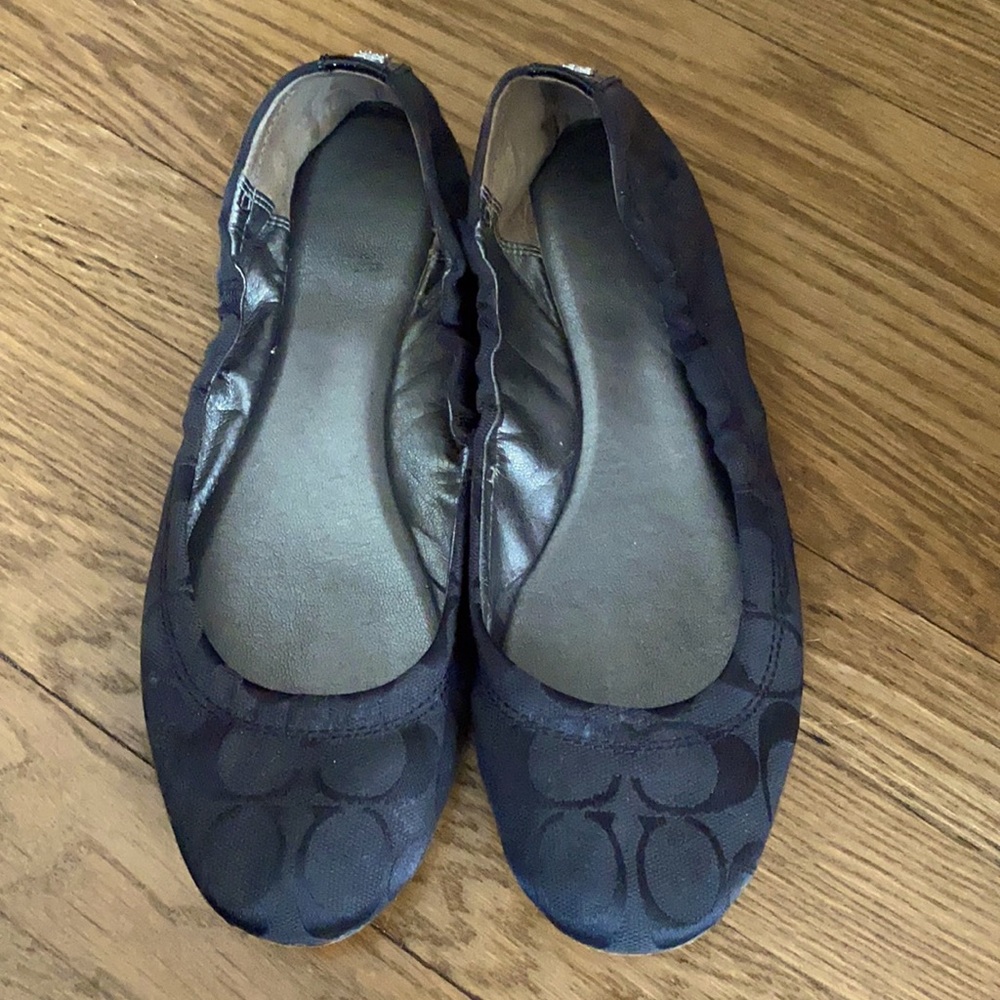 Women’s Coach Flats Black Logo Jacquard 7.5